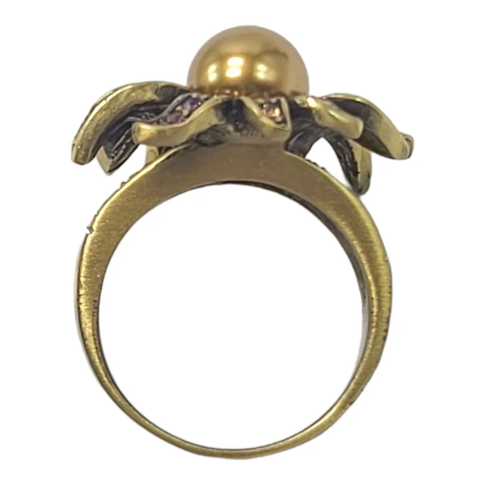 Heidi Daus Sublime Star golden ring Size 11.5 Swarovski Crystal Flower